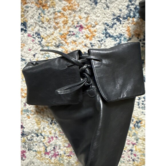 B Makowsky Leather Over The Knee Fold over Black Boots Sz 9 Inside Zip Soft ?Vtg - Picture 5 of 7